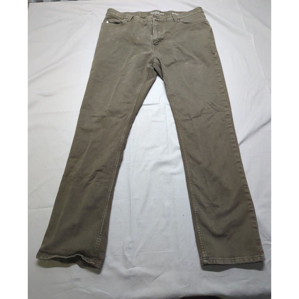 Banana Republic Traveler Pants Mens 36x32 Slim Fit Olive Khaki Stretch Chino